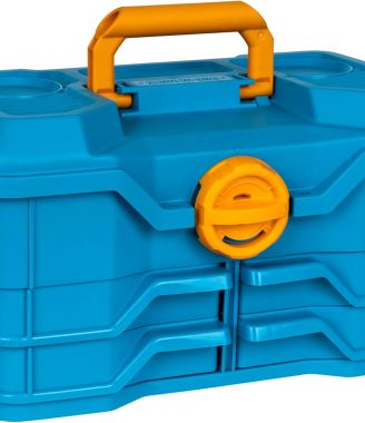 Flambeau Outdoors NextGen 4/0 Medium Fishing Tackle Box, 4 Pivot Trays, 23 Compartments, Advanced Tackle Storage Organizer, Blue