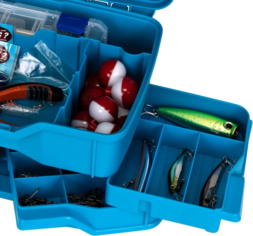 Flambeau Outdoors NextGen 4/0 Medium Fishing Tackle Box, 4 Pivot Trays, 23 Compartments, Advanced Tackle Storage Organizer, Blue - Image 5