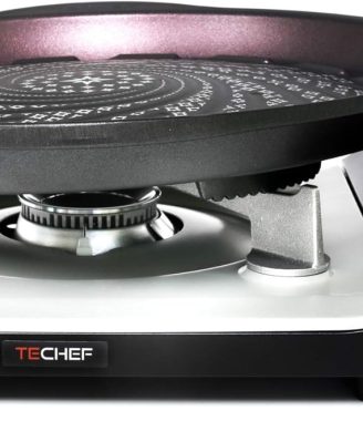 TECHEF - Stovetop Korean BBQ Non-Stick Grill Pan with Agni Portable Gas Stove Burner, Made in Korea (Grill Pan w Stove)