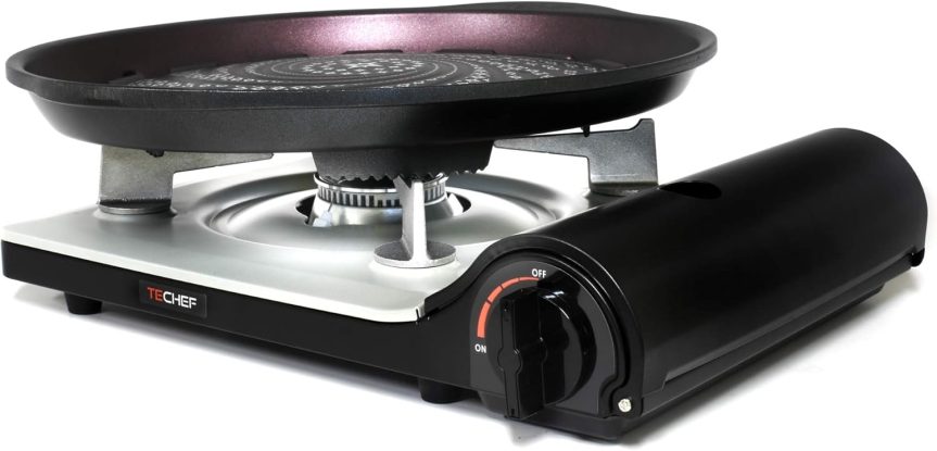 TECHEF - Stovetop Korean BBQ Non-Stick Grill Pan with Agni Portable Gas Stove Burner, Made in Korea (Grill Pan w Stove) - Image 2