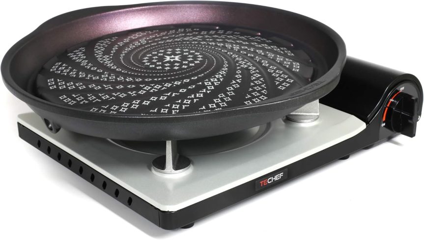 TECHEF - Stovetop Korean BBQ Non-Stick Grill Pan with Agni Portable Gas Stove Burner, Made in Korea (Grill Pan w Stove) - Image 3